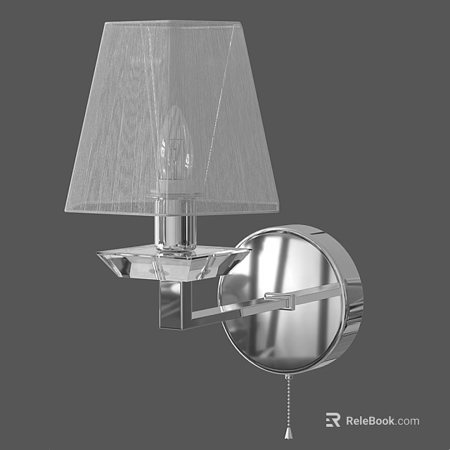 Modern Wall Lamp With Transparent Lampshade And Metal Circular Backplate Design 3d model 