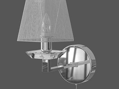 Modern Wall Lamp With Transparent Lampshade And Metal Circular Backplate Design 3d model