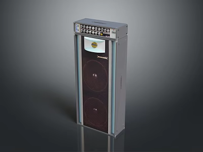 Vertical Computer Speaker With Display Screen Buttons And Two Circular Drivers 3d model