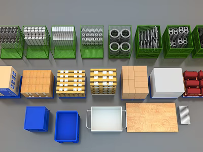 Pallet material box metal net box turnover box material frame iron frame packing box for workshop use 3d model