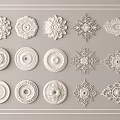 Assorted White Decorative Ceiling Medallions Featuring Intricate Design Patterns for Interior Decoration