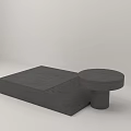 Modern Minimalist Gray Coffee Tables With Rectangular And Round Shapes 3d model