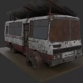 Old Rusty Abandoned Bus With Worn Exterior And Broken Roof Canopy
