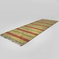 Square Rug With Fringe Edges Yellow Red Green Stripes And Woven Decorative Patterns