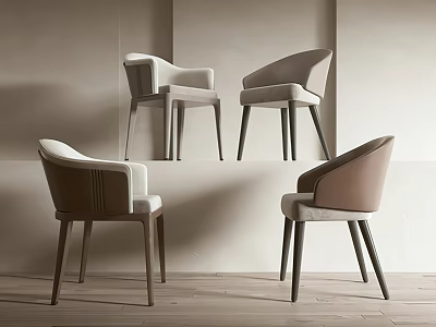 Modern Dining Chairs With Wooden Legs And Comfortable Upholstered Seats In Minimalist Setting 3d model