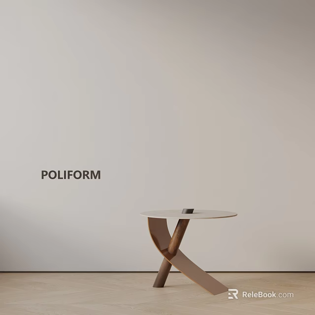 POLIFORM Modern Side Table With White Tabletop And Wooden Curved Legs 3d model