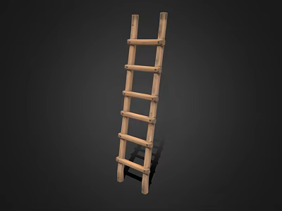Public Facility Wooden Ladder Structure With Durable Steps For Safe Maintenance Access 3d model