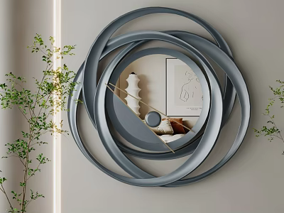 Modern Circular Multi Ring Design Mirror for Elegant Interior Wall Decor 3d model