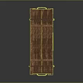 Wooden Crate Structure With Metal Straps Black Base And Surface Details