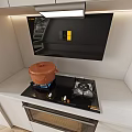 Modern Kitchen Interior Featuring Upper Cabinets Range Hood Stove And Oven 3d model