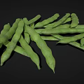 Fresh Green Bean Pods Arranged On Black Background Surface 3d model