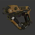 Futuristic Weapon Gold And Black Sci Fi Design With Mechanical Buttons Indicator Lights