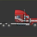 Red Heavy Duty Semi Truck With Chrome Accents And White Stripes Design