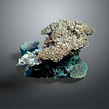 Intricate Coral Reef Inspired Sculpture With Golden Blue Textures And Detailed Carvings