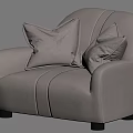 Single Sofa With Light Gray Leather Stitched Design Two Decorative Pillows And Black Legs