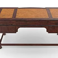 Antique Wooden Desk Featuring Multiple Drawers Brass Handles and Decorative Legs