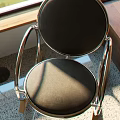 Minimalist Leisure Chair By Window With Floor Lamp Small Round Table And Pine Tree Scenery