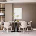 Modern dining table and chair combination 3d model