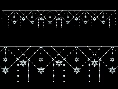 Minimalist Star Shaped Hanging Pendants With Decorative Chain Strands And Symmetric Pattern 3d model