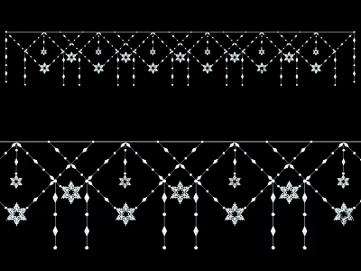 Minimalist Star Shaped Hanging Pendants With Decorative Chain Strands And Symmetric Pattern 3d model