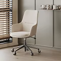 Modern Beige Fabric Upholstered Adjustable Swivel Office Chair With Rolling Wheels For Cozy Home Office