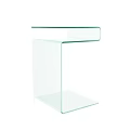 Clear Glass Side Table with Modern Minimalist Design and Tiered Transparent Surfaces