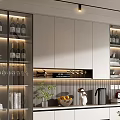 Modern Wine Cabinet Interior Design With Glass Doors Lighting And Wine Bottles