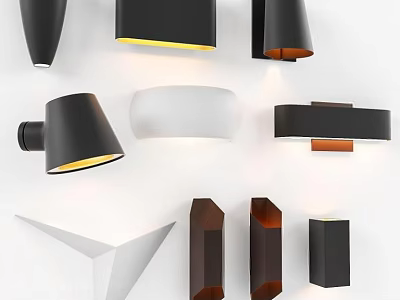 Modern Wall Lamps With Contemporary Designs And Various Shapes In Black White Brown Finishes 3d model