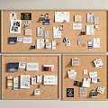 Modern Cork Board Message Board Photo Wall Notes Wall 3d model