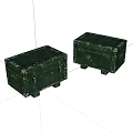 Two Vintage Green Wooden Boxes With Worn Surface And White Peeling Paint