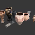Decorative Assorted Handcrafted Ceramic Vessels with Unique Textures and Shapes 3d model