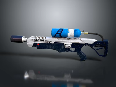 Industrial Spray Gun With Blue H2 Gas Cylinder And THB Spraying Company Label 3d model