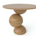 Modern Wooden Round Table Top with Three Stacked Sphere Base Structure 3d model