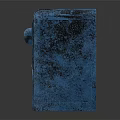 Vintage Rusty Blue Metal Mailbox With Russian ПОЧТА Lettering On Gray Background