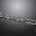 Classic Stone Architectural Scene Components With Balustrades Railings And Pillars