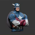 Captain America Action Figure Bust With Blue Uniform White Star And Crossed Arms