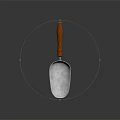 Shiny Metal Scoop Daily Life Product With Wooden Textured Handle And Smooth Surface