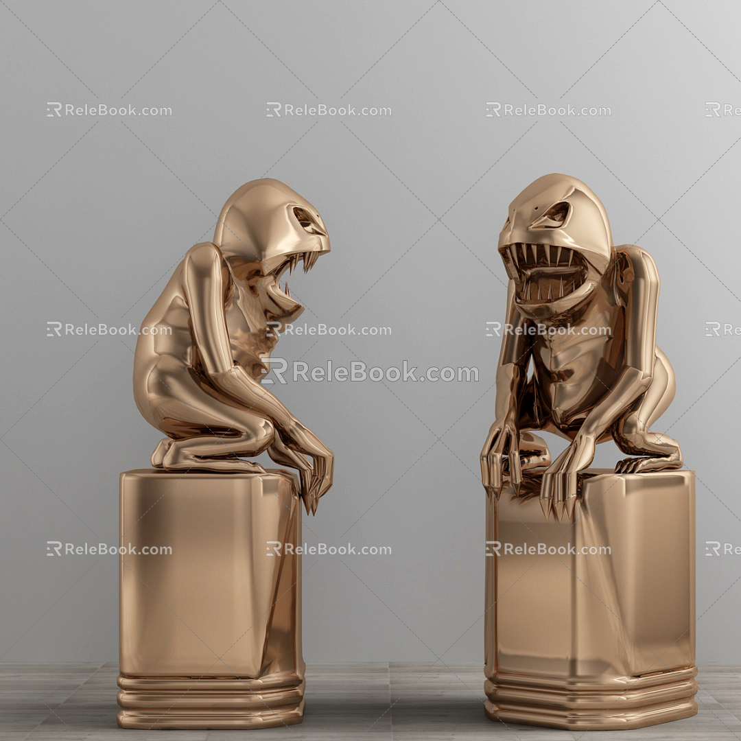 Modern Sculpture Metal Animal Sculpture 3d model