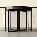 Contemporary Revolving Door With Black Metal Frame And Transparent Glass Panels