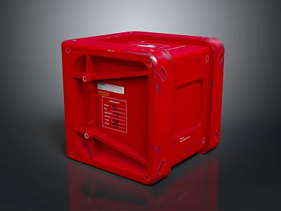 Red Cube Shaped Storage Container For Household Daily Supplies With Structured Design 3d model