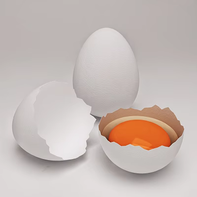 Fresh Whole And Cracked Eggs With Orange Yolk In Shell 3d model Fresh Whole And Cracked Eggs With Orange Yolk In Shell 3d model