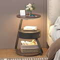 Modern Two Tier Nightstand With Photo Frame Vase Drawer Basket With Books And Stuffed Toy