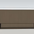 Modern Brown Reception Desk With Wood Grain Surface And Metal Grid Panel
