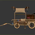 Handmade Wooden Vendor Cart With Canopy Wheels Storage Cabinets Small Drawers And Display Items