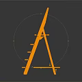 Orange Step Ladder With Handrail And Multiple Steps For Home Use