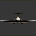 Detailed White Airplane Model With Yellow Tail And Reflective Surface On Gray Background 3d model