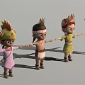 Four Cartoon Characters With Animal Themed Headdresses And Frog Headgear Costumes