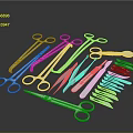 Metal Surgical Instruments Including Scissors Forceps And Scalpels Arranged Neatly On Black Background