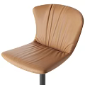 Modern Brown Leather Bar Stools With Pleated Backrest And Metal Base 3d model
