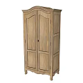 Traditional Wooden Wardrobe With Double Doors Decorative Curved Top And Carved Wood Details